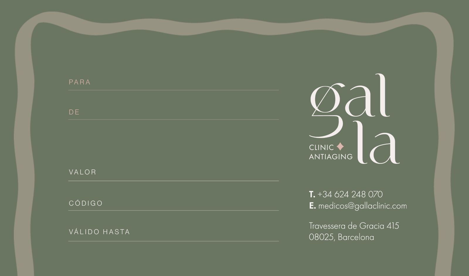 Gift card ReGal·la, tarjeta regalo de Gal·la Clinic Barcelona, dorso